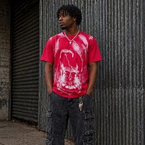 AKOO Red Edgy Bear Graphic Short Sleeve Tee